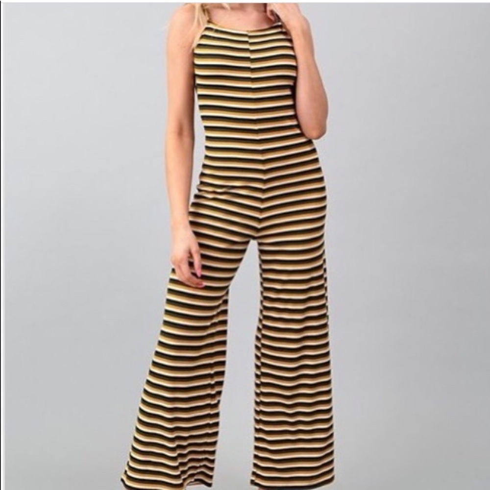 Striped backless jumpsuit